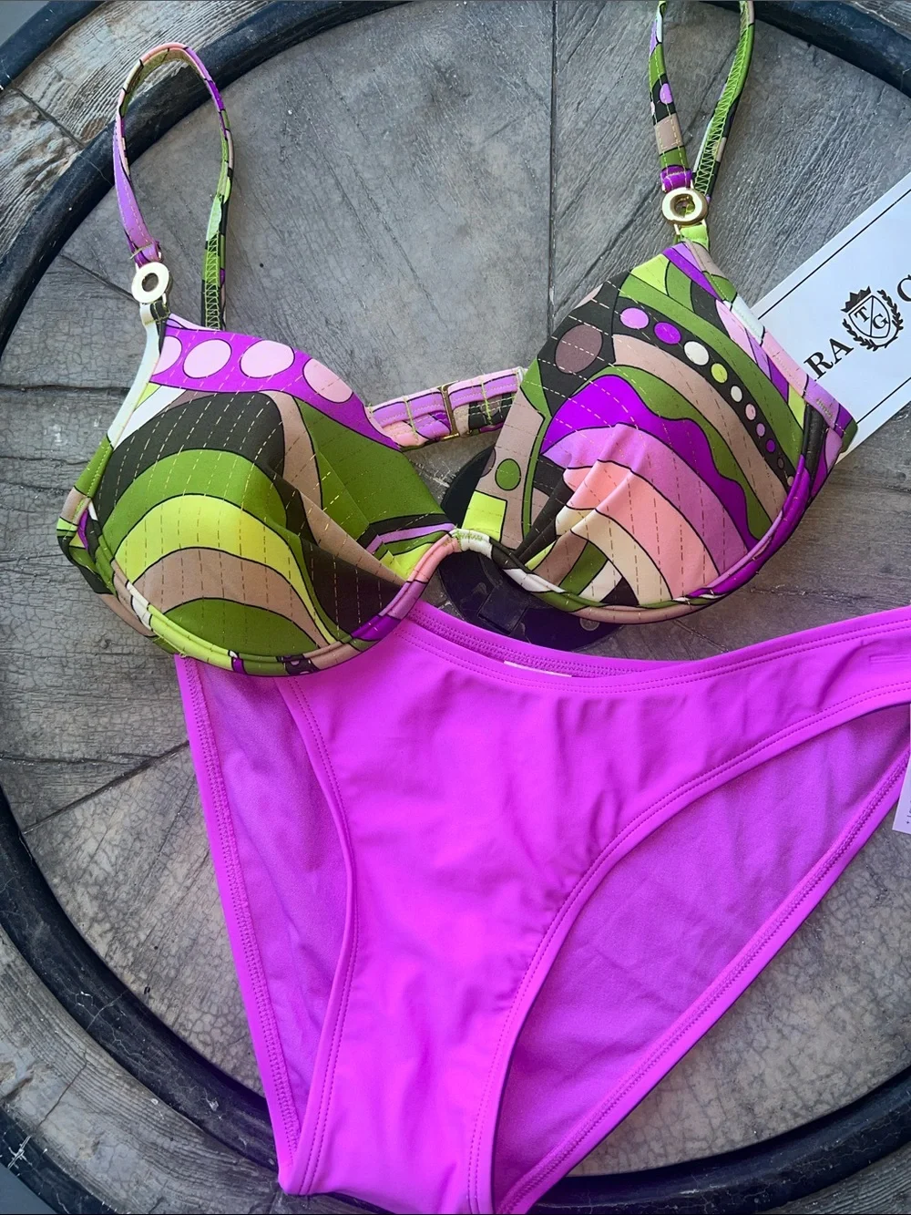 Women’s Two-Piece Bikini Set — Purple & Multicolor Print.  B11
